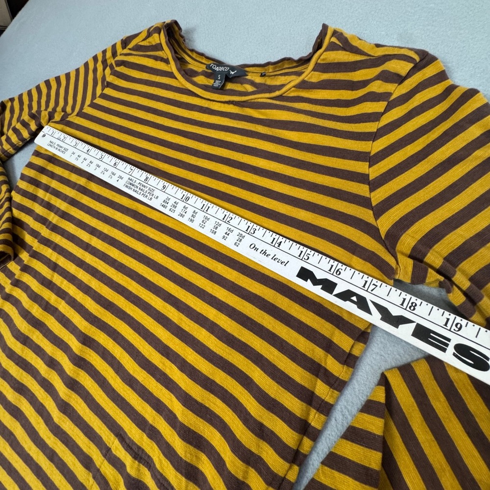 Toad&Co Striped Dress Size S Long Sleeve Organic Cotton Earthy Mustard Brown - Picture 6 of 10